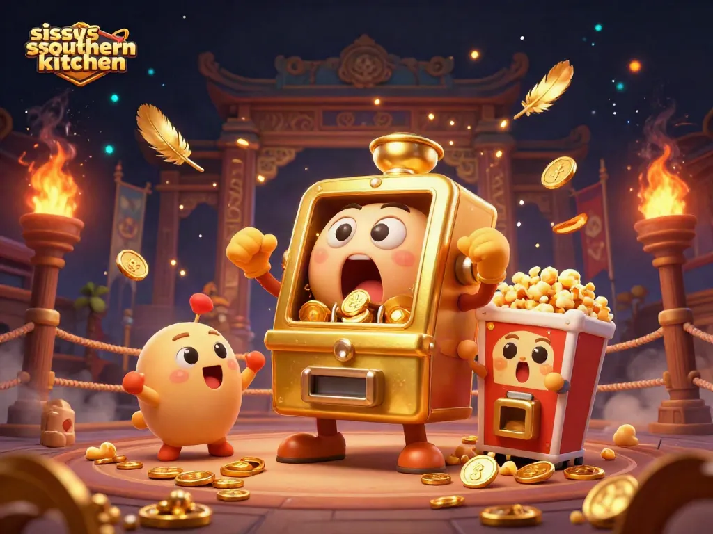 Watch the sissyssouthernkitchen slot machine score a jackpot with coins raining down!